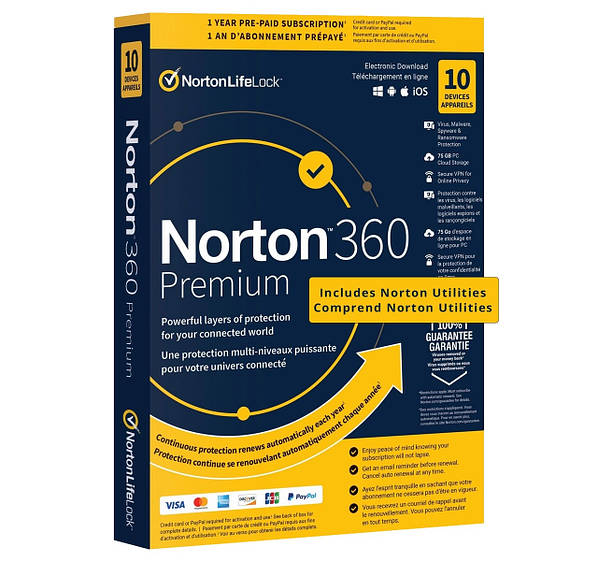 Антивирус Norton 360 Premium 75 Gb На 10 Устройств На 1 Год.