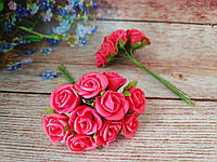 Декоративные розы из латекса, Ø2,0-2,5 см, цвет КРАСНЫЙ, 10шт/упаковка