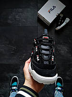 Fila Disruptor Black White Logo кроссовки и кеды высокое качество Размер 37