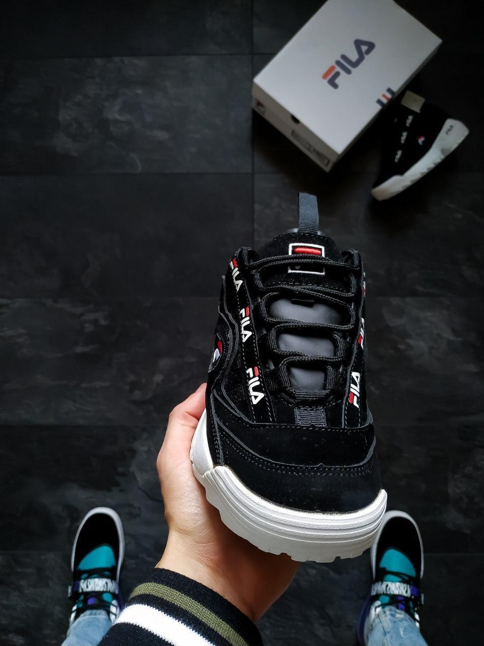 Fila Disruptor Black White Logo кроссовки и кеды высокое качество Размер 37 - фото 1 - id-p1805854364