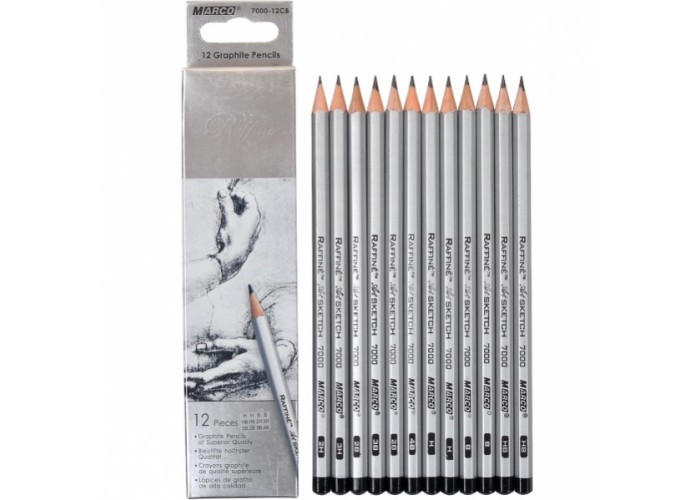 Набір графітних олівців Marco Raffine 12шт шестигранних (7000DM-12CB mix), фото 1