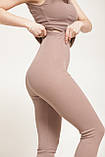 Лосини трикотаж рубчик бежевий, фото 4