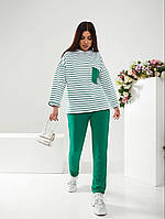 Женский костюм (тельняшка+штаны) S-L XL-2XL 3XL-4XL 5XL-6XL (42-46 48-50 52-54 56-58) зеленый