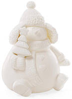Декоративна керамічна статуетка "Сніговик" 18 см з LED-підсвіткою