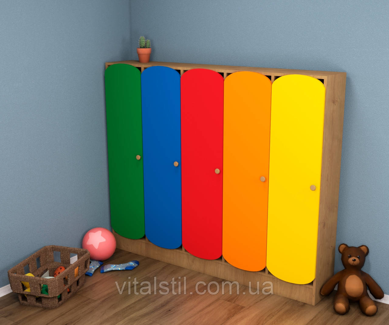 Дитяча шафа в роздягальню кольорова ДШР-5.5 1500х250х1250 мм, фото 1