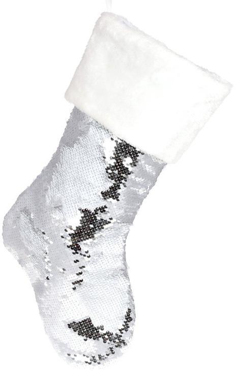 Шкарпетка для подарунків "Сріблястий" 49 см, з паєтками