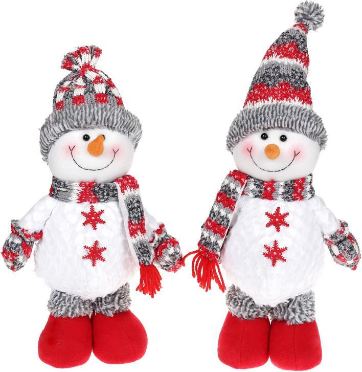 М'яка іграшка "Сніговик" 38 см, білий, сірий, червоний, 2 дизайни
