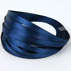 Стрічка атласна для пакування, 6 мм Темно-синя