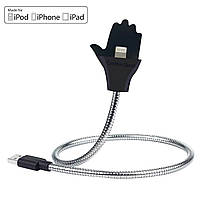 Кабель Lightning-USB "Metal cable - ладонь" 48см Серо-черный, провод лайтнинг - шнур для зарядки айфона (TO)