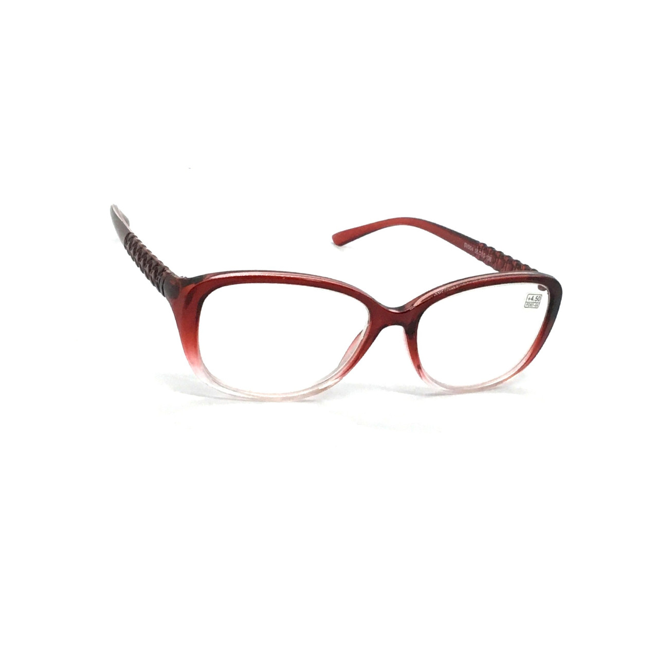 Жіночі окуляри квіточки з білою лінзою 504-бордо БІЛІ