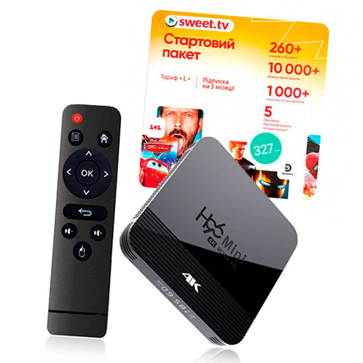 Приставка Смарт ТВ ( H96 Mini H8 ) + Пакет Sweet TV (L) на 3 місяці, фото 1