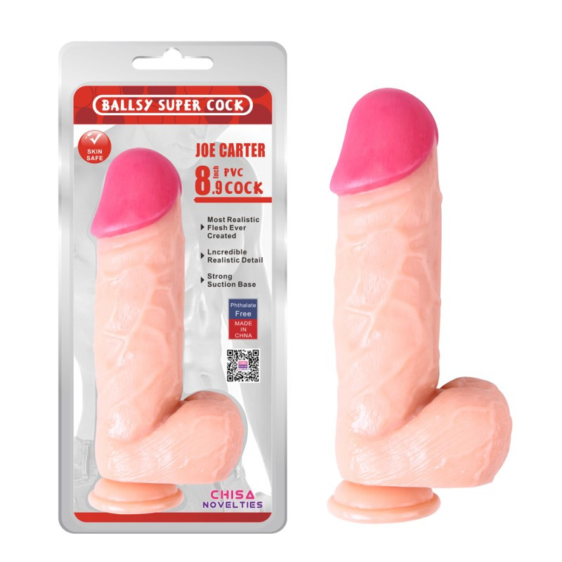 Фаллоимитатор на присоске с розовой головкой Joe Carter 8.9 Dildo ErMax