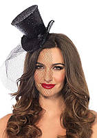 Мини цилиндр женский черного цвета Leg Avenue Mini Glitter Top Hat Nomax