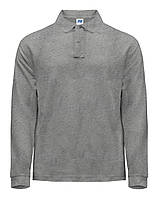 Мужская рубашка-поло с длинными рукавами JHK, цвет темно-серый меланж