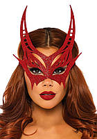 Блестящая маска дьявола красного цвета Leg Avenue Glitter devil mask размер Оne size ErMax