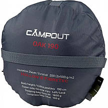 Спальний мішок-ковдра Campout Oak (6/1/-14 °C), 190 см, Left Zip (Khaki), фото 3