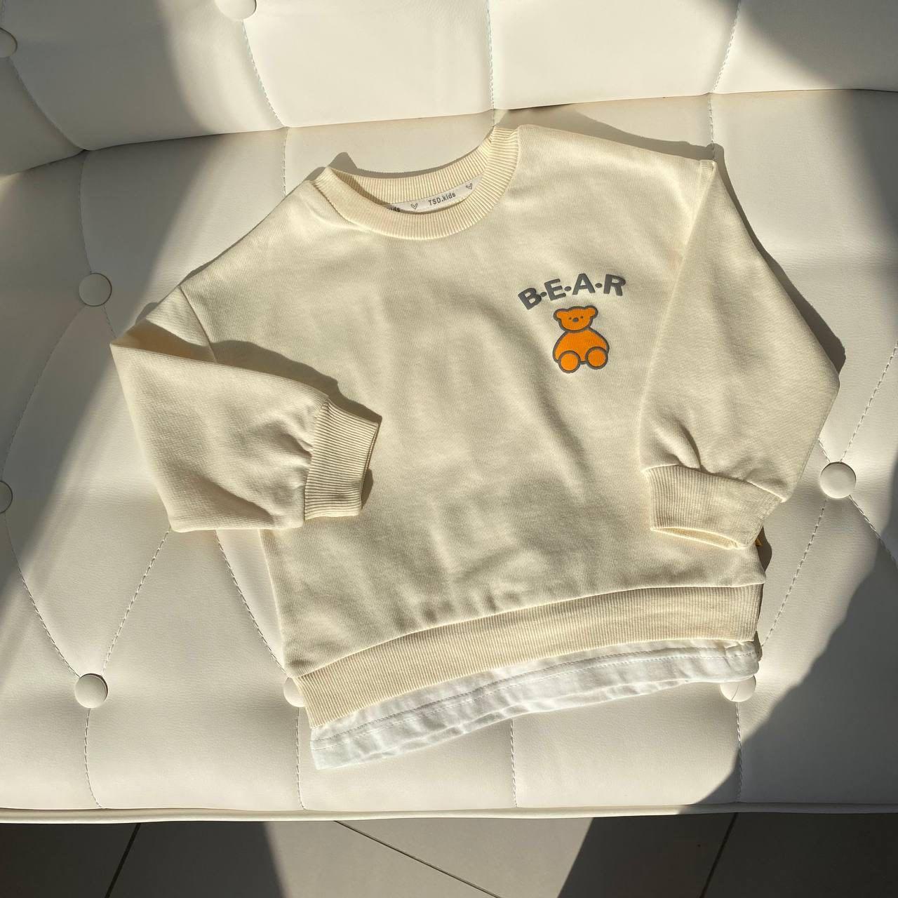 Кофта світшот для хлопчика до школи "Bear" Молочна 2211 14, T.S.D.Kids, Молочный, Для мальчиков, Весна Осень, 140 , 8 лет