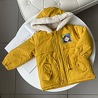 Зимняя меховая удлиненная куртка для девочки Горчичная 6918 155, KX6, Горчичный, Для девочек, Осень Зима, 11 ,