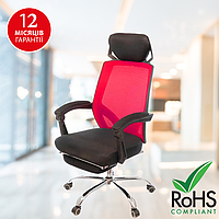Ортопедическое кресло для дома и офиса - АКЛАС Катран CH RL(L) , Черно-красной расцветки , эко кожа