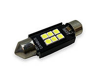 Led лампа салона 41мм 6SMD C5W SV8.5 Белая 12-24V CANBUS с радиатором