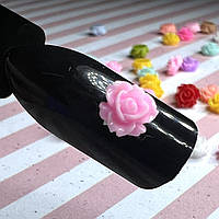 Декор трояндочка об'ємна (1шт) для дизайну нігтів рожева 6мм