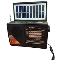 Радиоприёмник аккумуляторный NNS NS-4848S Солнечная панель FM USB MicroSD с фонариком Чёрный