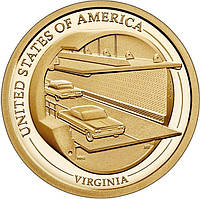 Монета США 1 доллар 2021, Американские инновации. Мост-туннель через Чесапикский залив, Виржиния