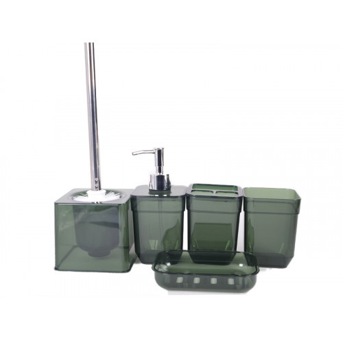 Набір аксесуарів для ванної 5 пр Cube Зелений прозорий, фото 1