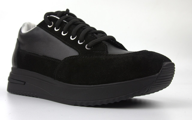 Черные кроссовки кожаные кеды женская обувь больших размеров 40-44 Cosmo Shoes Rumiya Black BS 1806080834