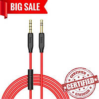 AUX кабель Hoco UPA12, TRRS 3.5mm, TRS 3.5mm, 100 см, красный, силиконовый, с микрофоном