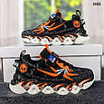 Кросівки дитячі для хлопчика чорні з помаранчевим текстильні з павуком, фото 3