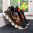 Кросівки дитячі для хлопчика чорні з помаранчевим текстильні з павуком, фото 4