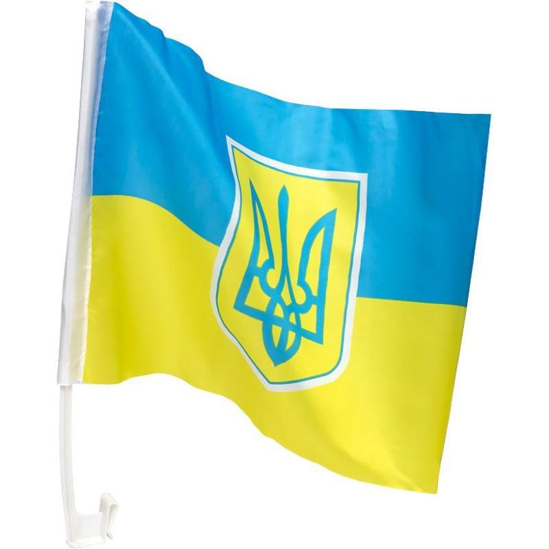 Прапор України з кріплення до авто 30х44см. поліестер