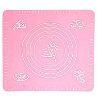 Силіконовий антипригарний килимок для випікання та розкачування тіста 50x40 см VOLRO Рожевий (vol-326)