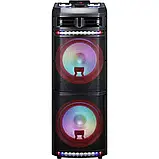 Потужна портативна акустична система +2 караоке мікрофона HS-TD1298-80W (12"х2) з RGB-підсвіткою, фото 6