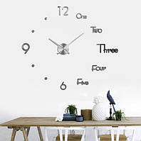 50-70 см, Настенные часы на батарейках, дизайнерские объемные часы на стену SigmaClock, серебро