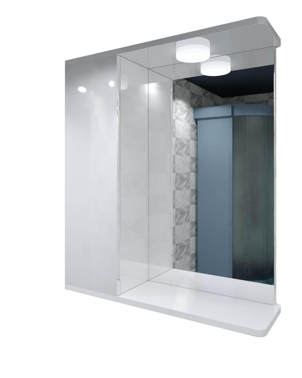 Дзеркальна шафа ШК12 (600х700х160) з LED світильником двері ліворуч