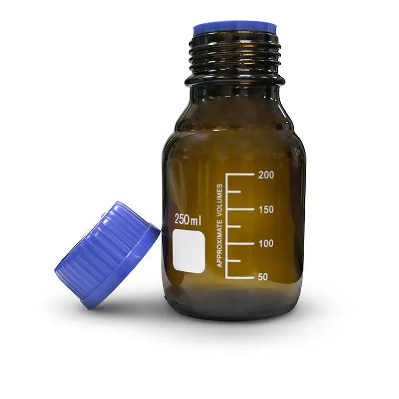 Пляшка для реактивів із гвинтовою кришкою та градуюванням V-250 мл (темне скло)