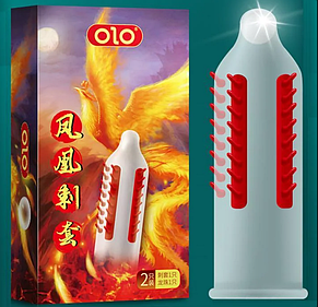 Презерватив OLO з вусиками + кулька "Phoenix Spiny condom" (1 презератив + 1 кулька), фото 1
