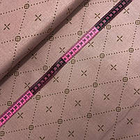 Бязь Gold бавовняна "Хрести в ромбах на коричневому" 220см, фото 3