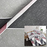 Бязь Gold бавовняна "Коса велика сіро-рожева" 220см, фото 2