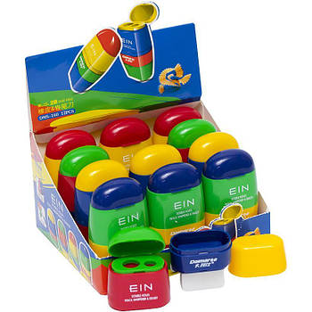 Точилка 2 в 1 з гумкою та контейнером DMS 160 DAIMARSE в упаковці 12 шт