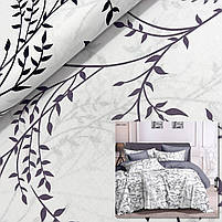 Бязь Gold бавовняна "Бузкові, чорні гілочки на молочному" 220см, фото 2