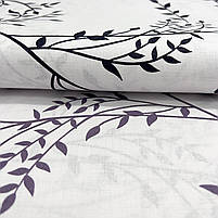 Бязь Gold бавовняна "Бузкові, чорні гілочки на молочному" 220см, фото 4