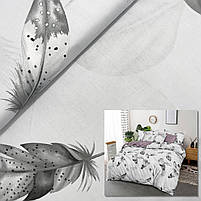 Бязь Gold бавовняна "Сіре пір'я в крапку на світло-сірому" 220см, фото 2