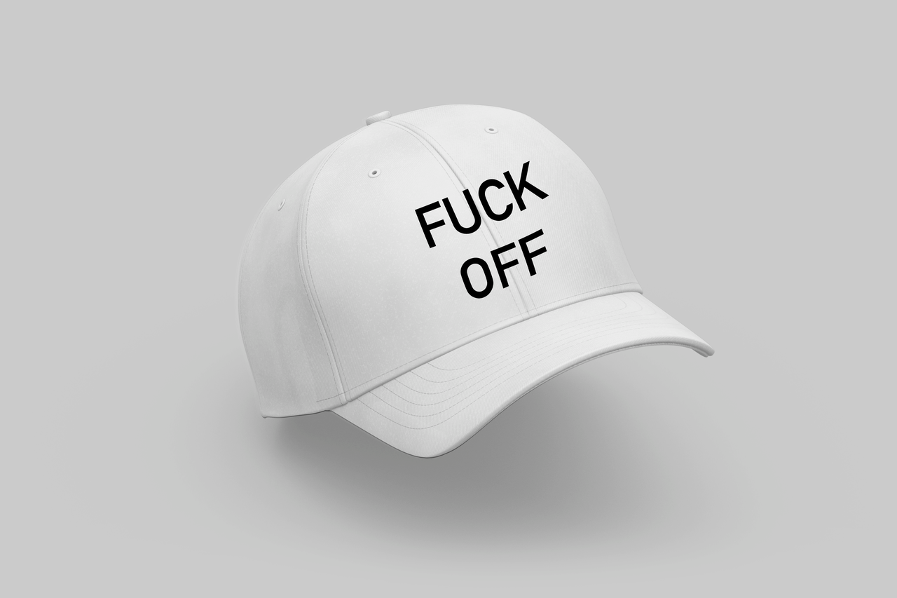 Кепка з прикольним написом біла "FUCK OFF"