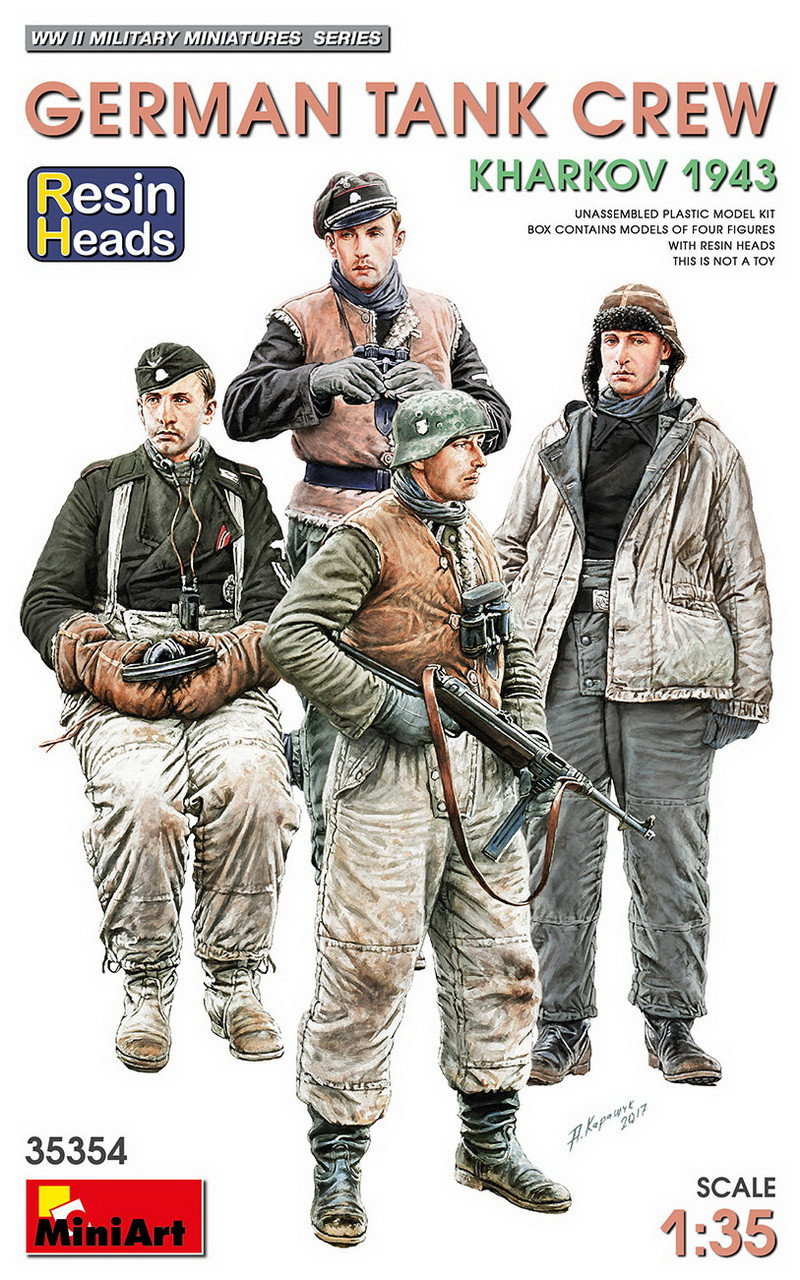 Пластикова модель 1/35 MiniArt 35354 Німецький танковий екіпаж Харків 1943 4 фігури (Смоляні голови), фото 1