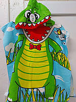 Детское пляжное полотенце с капюшоном, пончо Динозаврик
