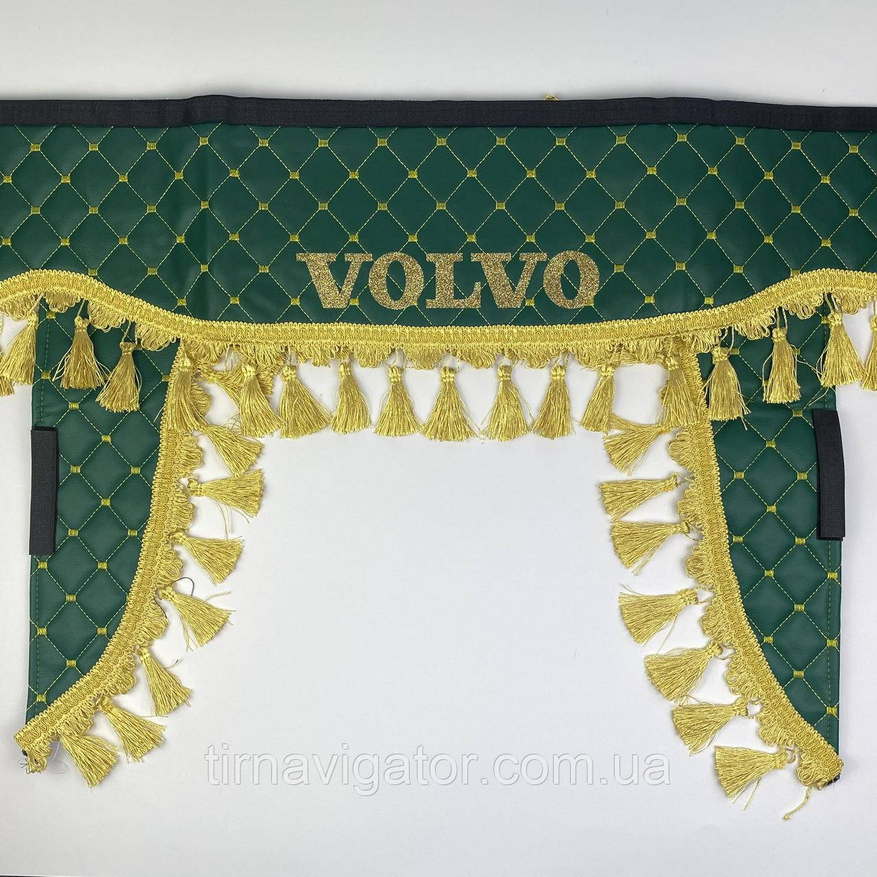Шторка VOLVO зелена еко-шкіра з куточками