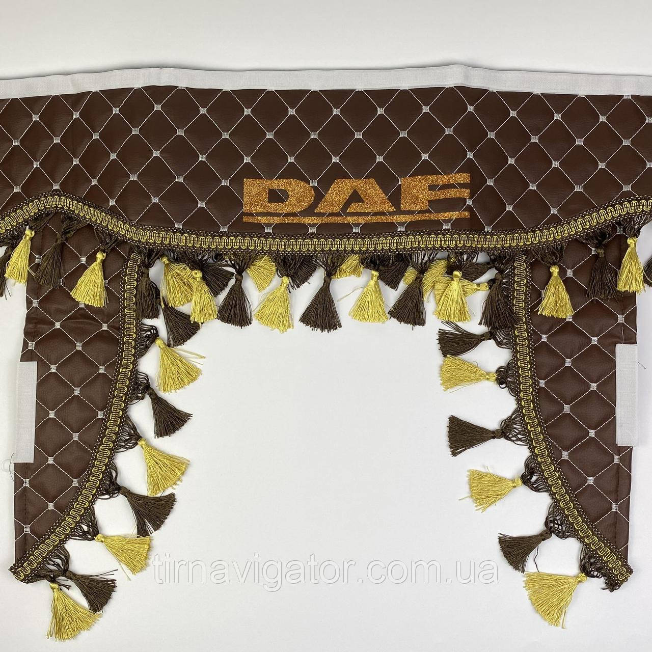 Шторка DAF коричнева еко-шкіра з куточками, фото 1